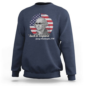 George Washington Sweatshirt Suck it England Funny Patriotic Saying 1776 4th of July US Flag TS02 Navy Printyourwear