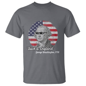 George Washington T Shirt Suck it England Funny Patriotic Saying 1776 4th of July US Flag TS02 Charcoal Printyourwear