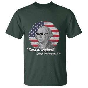 George Washington T Shirt Suck it England Funny Patriotic Saying 1776 4th of July US Flag TS02 Dark Forest Green Printyourwear