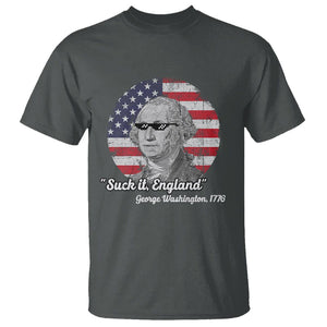 George Washington T Shirt Suck it England Funny Patriotic Saying 1776 4th of July US Flag TS02 Dark Heather Printyourwear