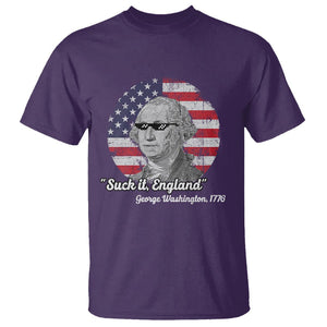 George Washington T Shirt Suck it England Funny Patriotic Saying 1776 4th of July US Flag TS02 Purple Printyourwear