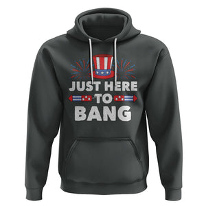 Funny 4th Of July Hoodie Just Here To Bang Fireworks Patriotic Independence Day TS02 Dark Heather Printyourwear