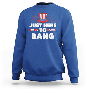 Funny 4th Of July Sweatshirt Just Here To Bang Fireworks Patriotic Independence Day TS02 Royal Blue Printyourwear