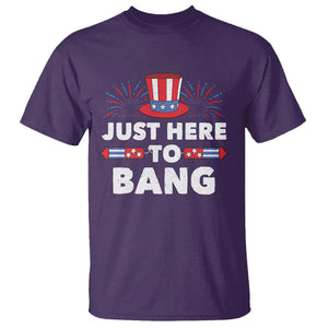 Funny 4th Of July T Shirt Just Here To Bang Fireworks Patriotic Independence Day TS02 Purple Printyourwear