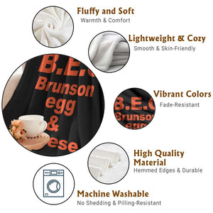 B.E.C. Brunson Egg and Cheese Sandwich Pun Throw Blanket Funny New York Bodega Breakfast Basketball Fan TS02 Print Your Wear