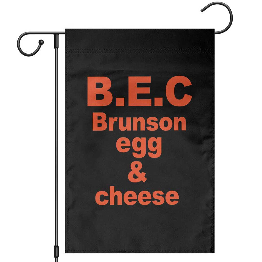 B.E.C. Brunson Egg and Cheese Sandwich Pun Garden Flag Funny New York Bodega Breakfast Basketball Fan TS02 Black Print Your Wear