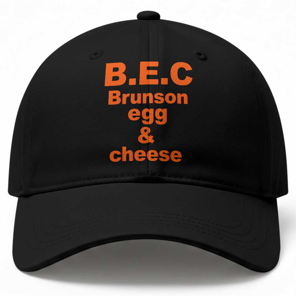 B.E.C. Brunson Egg and Cheese Sandwich Pun Baseball Cap Funny New York Bodega Breakfast Basketball Fan TS02 Print Your Wear