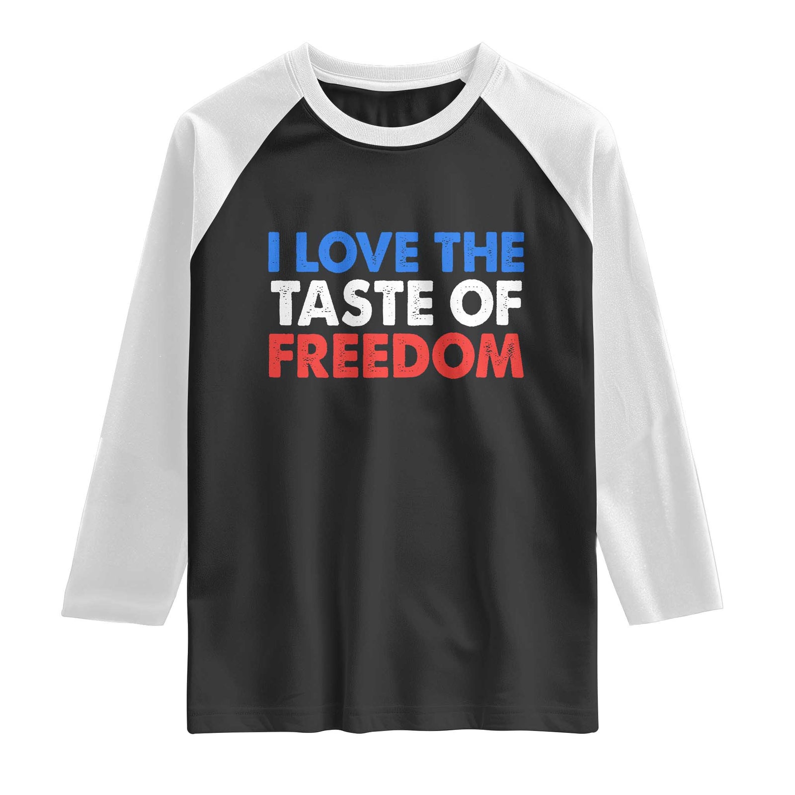 I Love The Taste Of Freedom Matching Couple Raglan Shirt Funny Patriotic Red White and Blue 4th of July TS02 Black White Print Your Wear