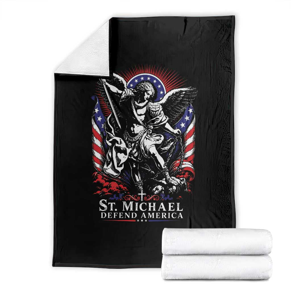 St Michael Defend America Archangel Graphic Throw Blanket Christian Faith Patriotic TS02 Black Print Your Wear