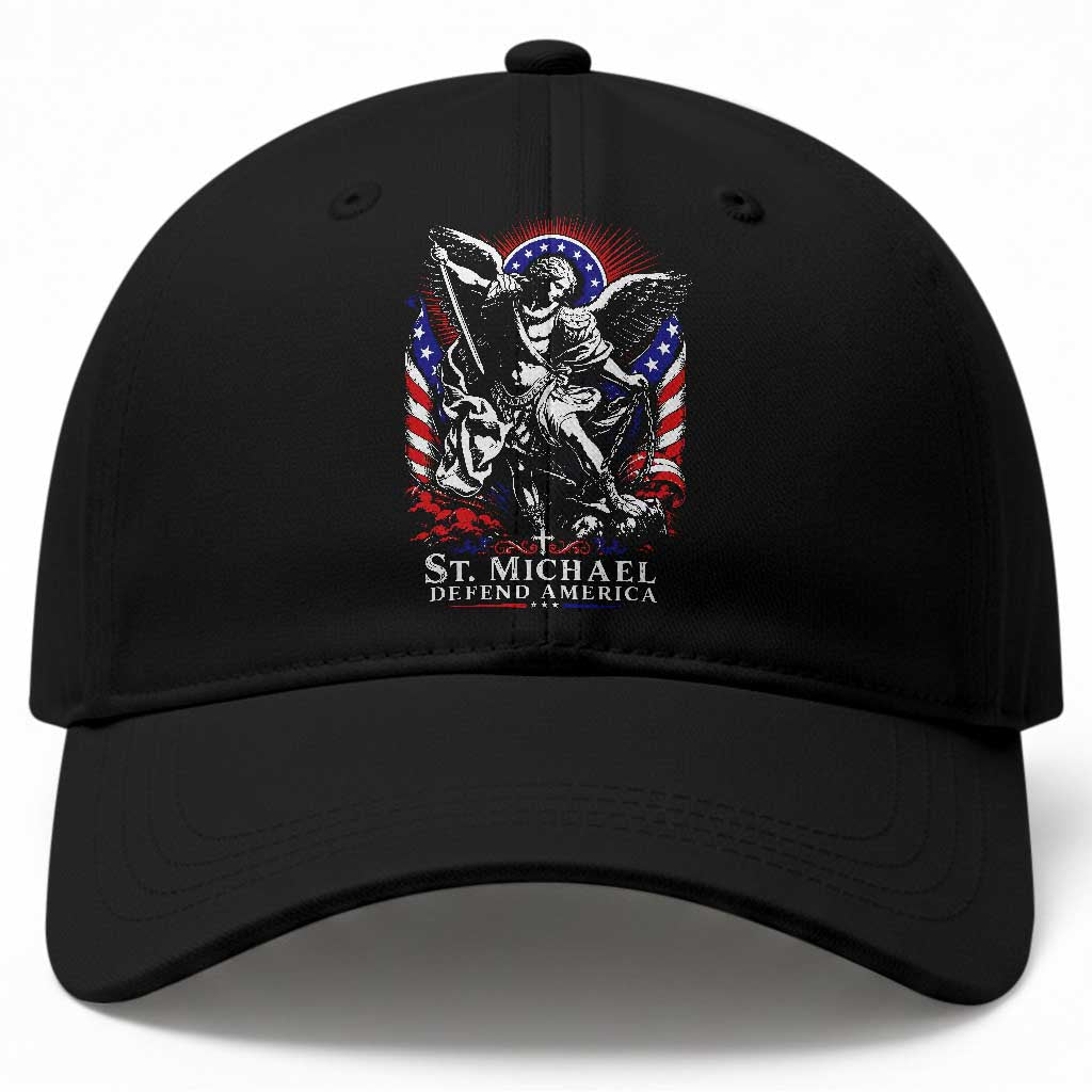 St Michael Defend America Archangel Graphic Baseball Cap Christian Faith Patriotic TS02 Print Your Wear