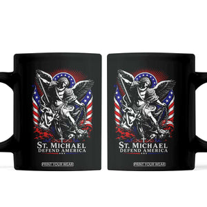 St Michael Defend America Archangel Graphic Coffee Mug Christian Faith Patriotic TS02 Black Print Your Wear