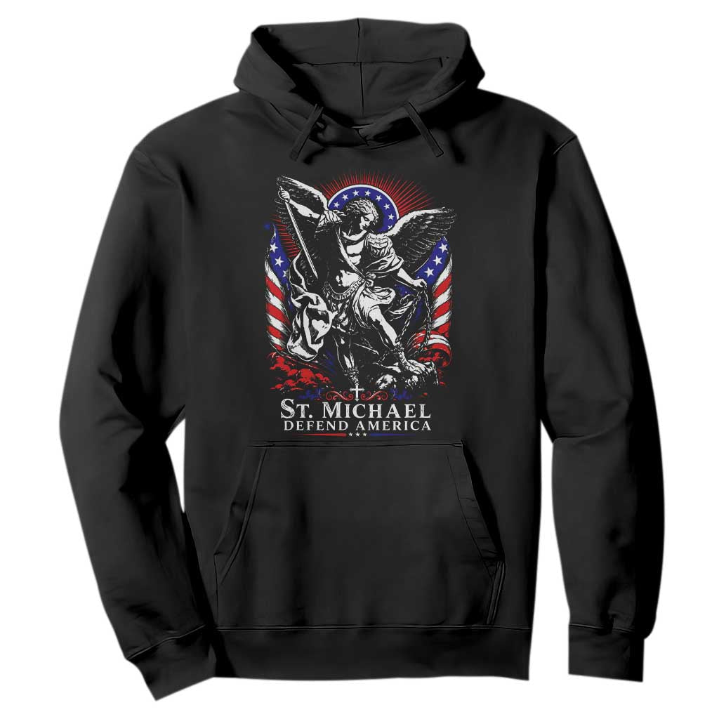 St Michael Defend America Archangel Graphic Hoodie Christian Faith Patriotic TS02 Black Print Your Wear