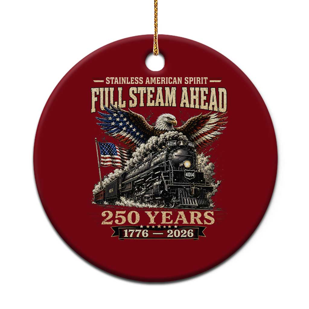 Full Steam Ahead Patriotic Bald Eagle Ceramic Ornament Vintage Stainless American Spirit Steam Locomotive Heritage TS02 1pc Red Print Your Wear