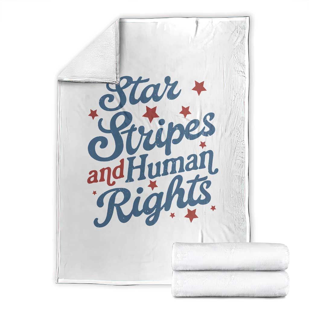 Stars and Stripes and Human Rights Throw Blanket Progressive Patriotic Equality Modern Patriot TS02 White Print Your Wear