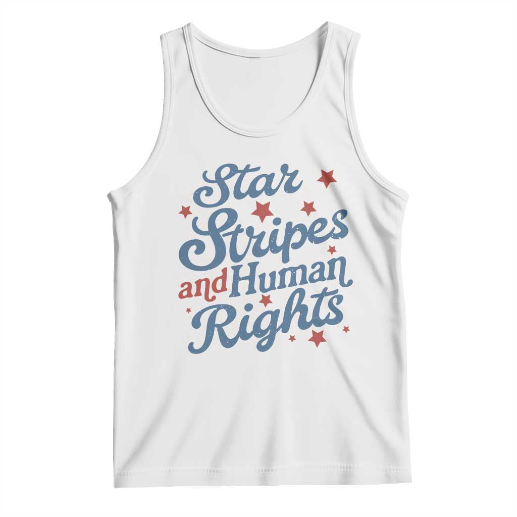 Stars and Stripes and Human Rights Tank Top Progressive Patriotic Equality Modern Patriot TS02 White Print Your Wear