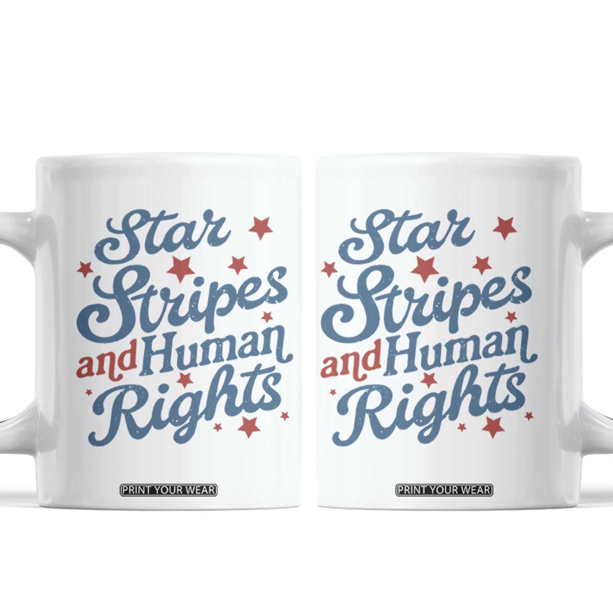 Stars and Stripes and Human Rights Coffee Mug Progressive Patriotic Equality Modern Patriot TS02 White Print Your Wear