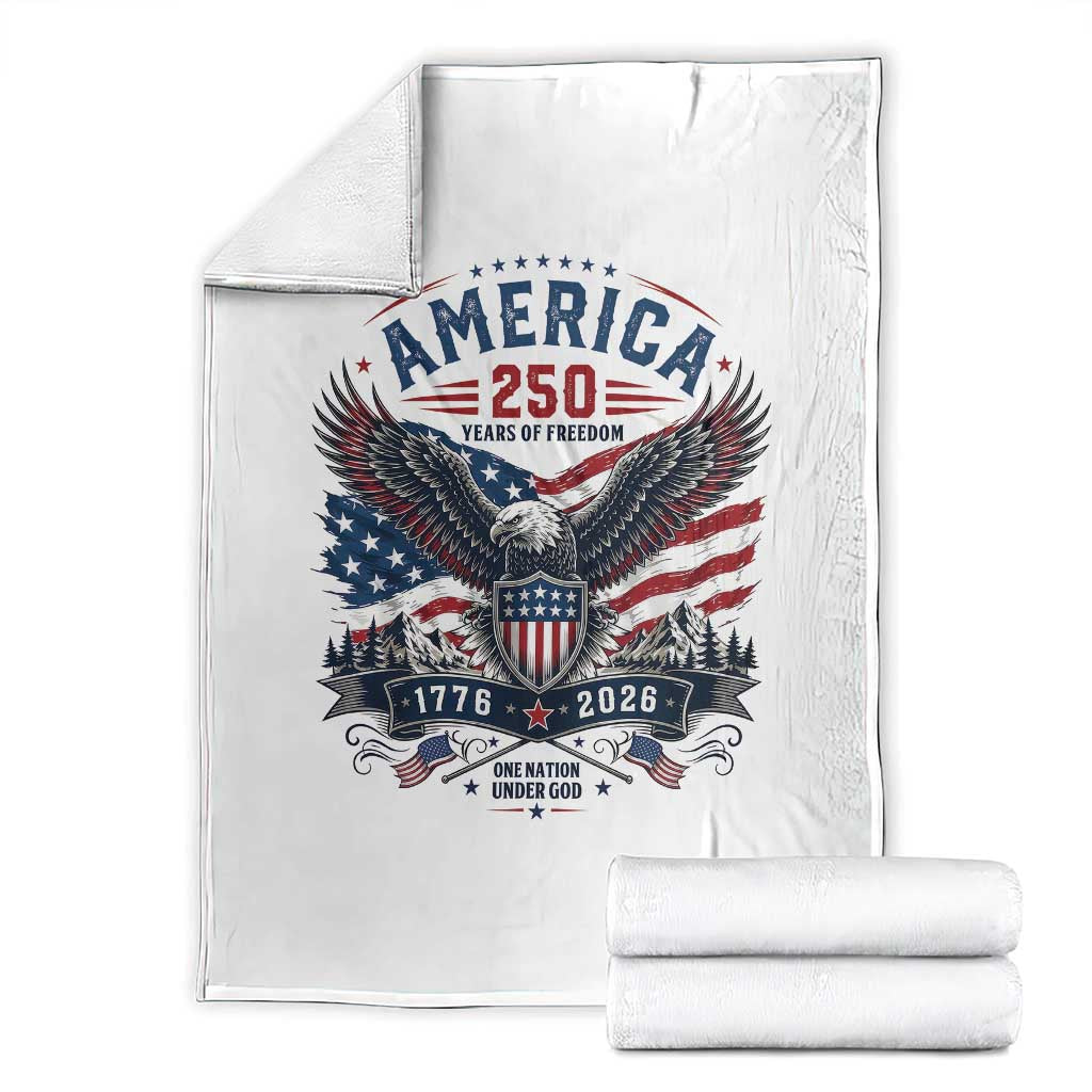 250 Years of Freedom Patriotic Eagle Throw Blanket One Nation Under God 1776-2026 250th Anniversary TS02 White Print Your Wear
