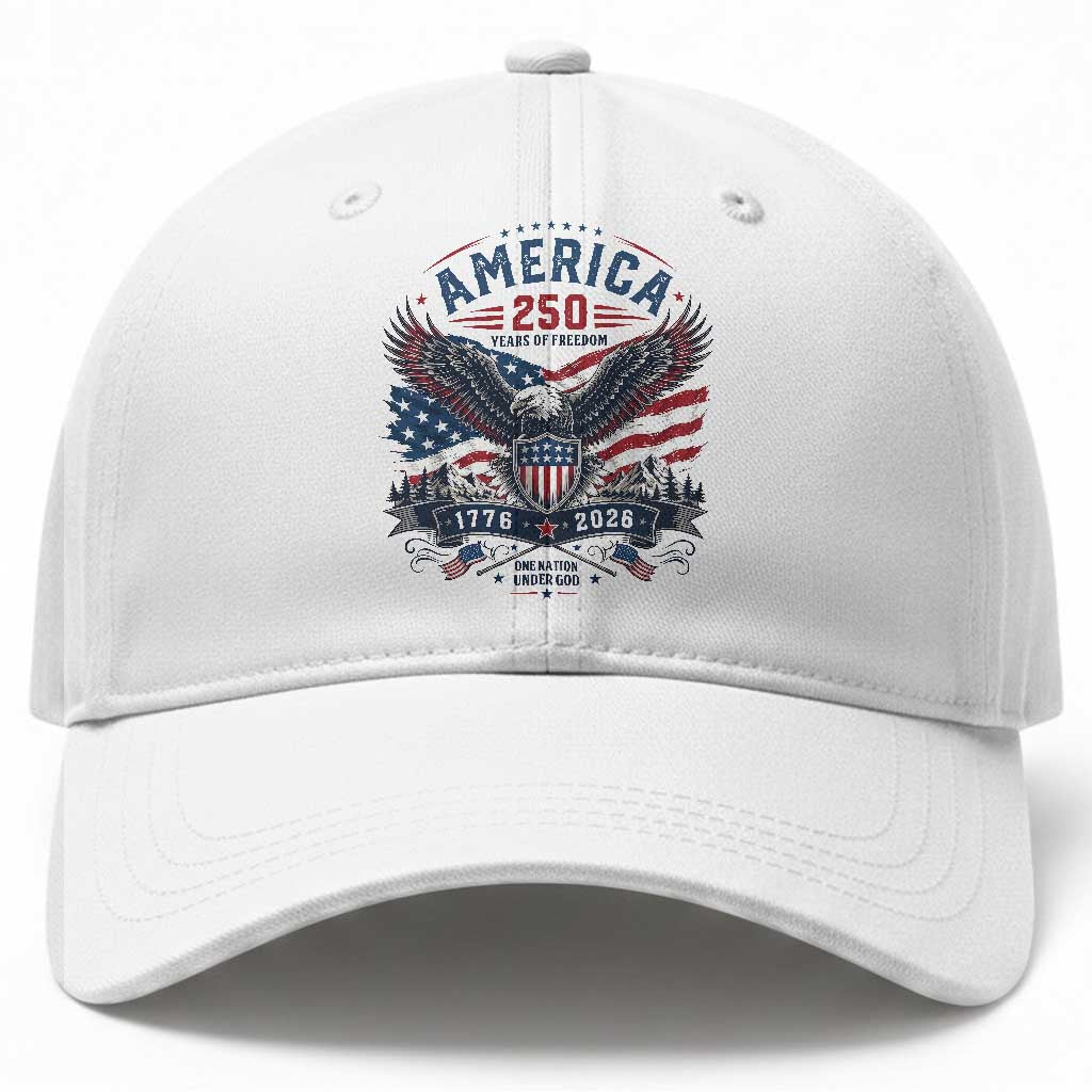 250 Years of Freedom Patriotic Eagle Baseball Cap One Nation Under God 1776-2026 250th Anniversary TS02 Print Your Wear