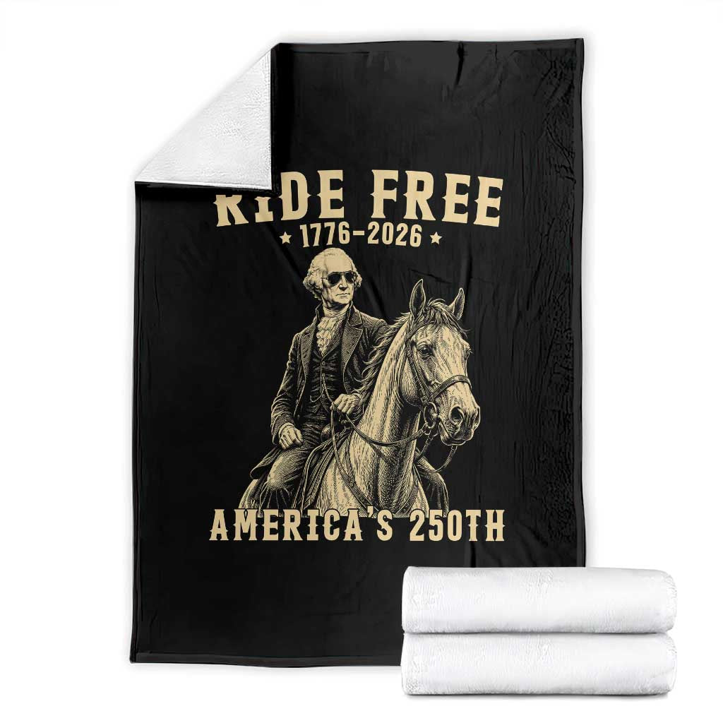 Ride Free 1776-2026 George Washington on Horseback Graphic Throw Blanket Vintage 250th Anniversary Semiquincentennial TS02 Black Print Your Wear