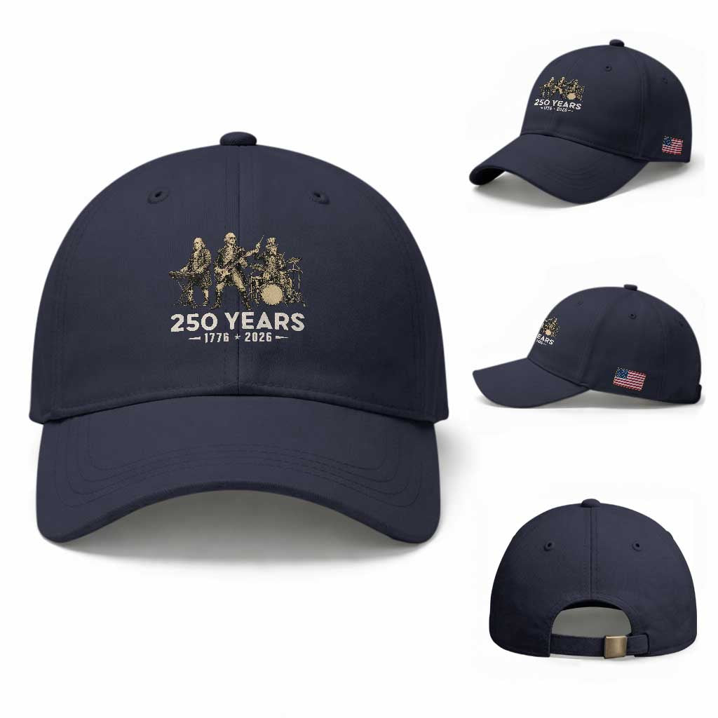 250 Years 1776-2026 Founding Fathers Rock Band Baseball Cap George Washington Benjamin Franklin Uncle Sam TS02 Baseball Cap Universal Fit Navy Print Your Wear