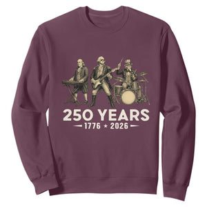 250 Years 1776-2026 Founding Fathers Rock Band Sweatshirt George Washington Benjamin Franklin Uncle Sam TS02 Maroon Print Your Wear