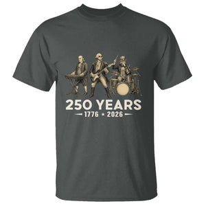 250 Years 1776-2026 Founding Fathers Rock Band T Shirt George Washington Benjamin Franklin Uncle Sam TS02 Dark Heather Print Your Wear