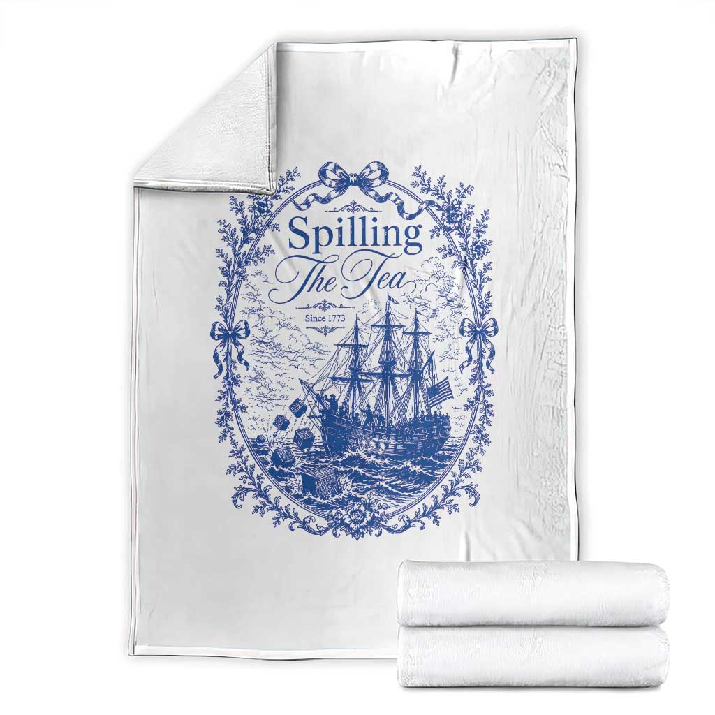 Spilling The Tea Since 1773 Boston Tea Party Throw Blanket Funny Historical Toile Graphic American History Humor TS02 White Print Your Wear