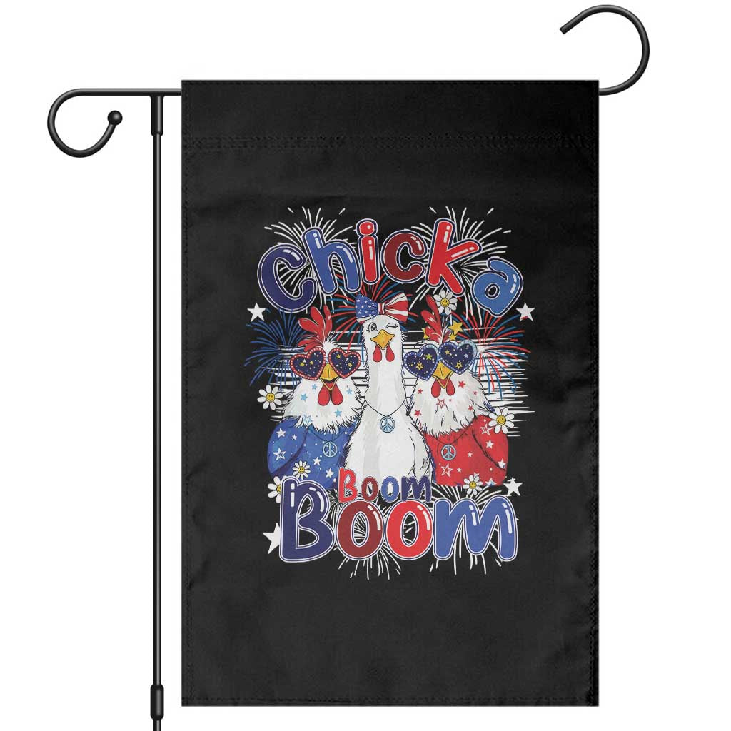 Funny Patriotic Chickens 4th of July Fireworks Garden Flag Retro Chicka Boom Boom Hen Rooster Chick Graphic TS02 Black Print Your Wear