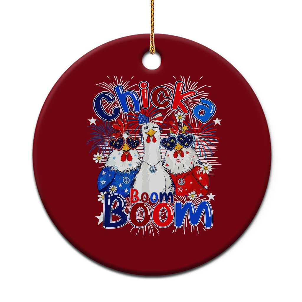 Funny Patriotic Chickens 4th of July Fireworks Ceramic Ornament Retro Chicka Boom Boom Hen Rooster Chick Graphic TS02 1pc Red Print Your Wear