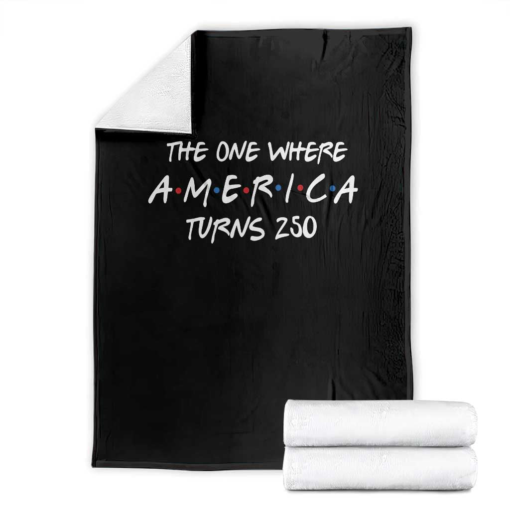 The One Where America Turns 250 Funny Sitcom Parody Throw Blanket Red White and Blue Dots Retro TV Show Semiquincentennial TS02 Black Print Your Wear