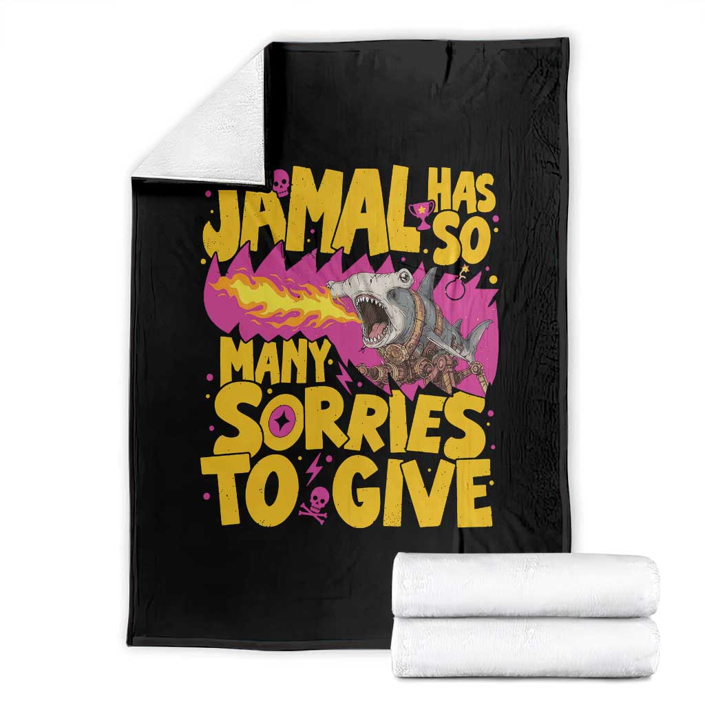 Jamal Has So Many Sorries To Give Throw Blanket Funny Fire Breathing Hammerhead Shark Gamer TS02 Black Print Your Wear