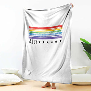Retro Rainbow Ally Distressed Stripes Graphic Throw Blanket LGBTQ Support Pride Month TS02 Print Your Wear