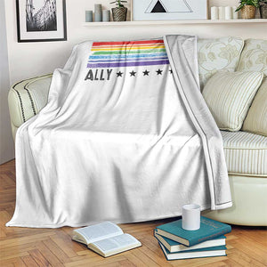Retro Rainbow Ally Distressed Stripes Graphic Throw Blanket LGBTQ Support Pride Month TS02 Print Your Wear