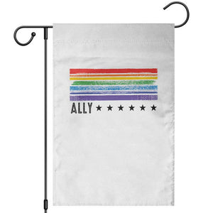 Retro Rainbow Ally Distressed Stripes Graphic Garden Flag LGBTQ Support Pride Month TS02 White Print Your Wear