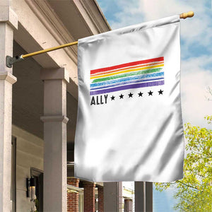 Retro Rainbow Ally Distressed Stripes Graphic Garden Flag LGBTQ Support Pride Month TS02 Print Your Wear