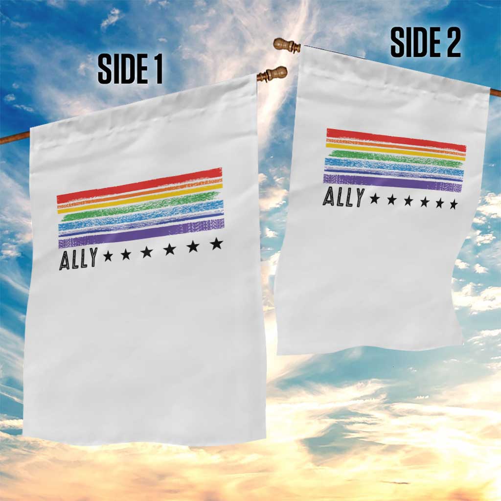 Retro Rainbow Ally Distressed Stripes Graphic Garden Flag LGBTQ Support Pride Month TS02 Print Your Wear