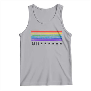 Retro Rainbow Ally Distressed Stripes Graphic Tank Top LGBTQ Support Pride Month TS02 Athletic Heather Print Your Wear