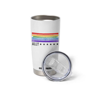 Retro Rainbow Ally Distressed Stripes Graphic Tumbler Cup LGBTQ Support Pride Month TS02 Print Your Wear