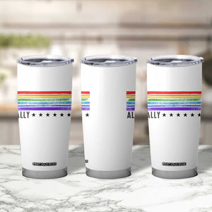Retro Rainbow Ally Distressed Stripes Graphic Tumbler Cup LGBTQ Support Pride Month TS02 Print Your Wear