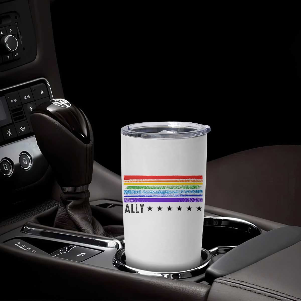 Retro Rainbow Ally Distressed Stripes Graphic Tumbler Cup LGBTQ Support Pride Month TS02 Print Your Wear