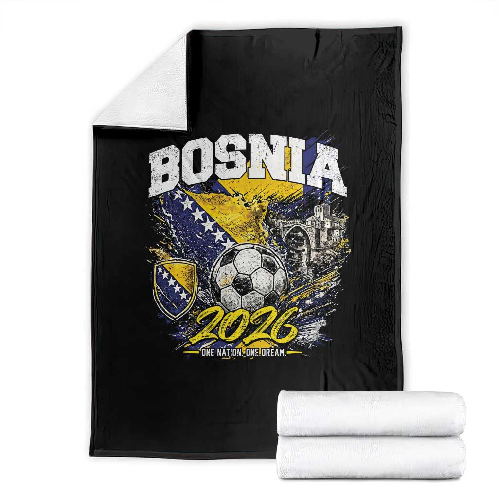Bosnia Soccer Jersey Pride 2026 Throw Blanket One Nation One Dream Heritage Football Sports Fan TS02 Black Print Your Wear