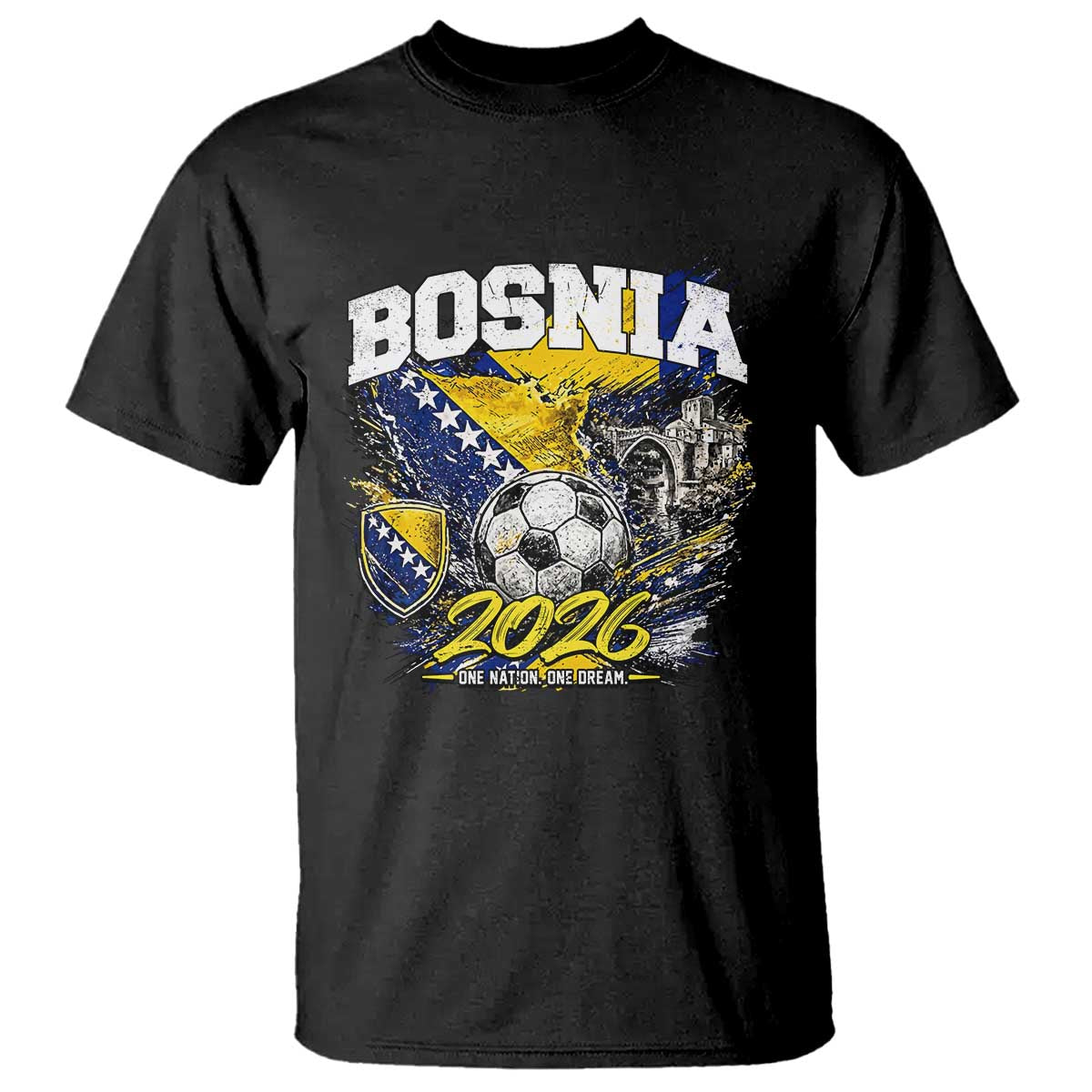 Bosnia Soccer Jersey Pride 2026 T Shirt One Nation One Dream Heritage Football Sports Fan TS02 Black Print Your Wear