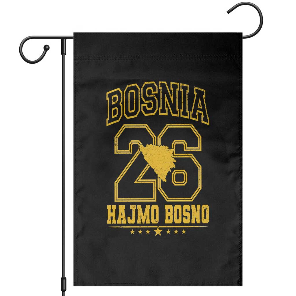 Lets Go Bosnia 2026 Hajmo Bosno Vintage Varsity Sports Style Garden Flag Bosnia Herzegovina Map Soccer Lover Football Fan TS02 Black Print Your Wear