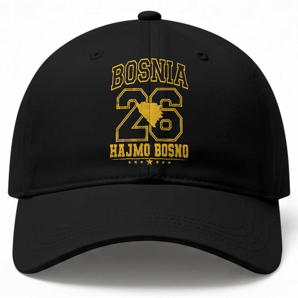 Lets Go Bosnia 2026 Hajmo Bosno Vintage Varsity Sports Style Baseball Cap Bosnia Herzegovina Map Soccer Lover Football Fan TS02 Print Your Wear