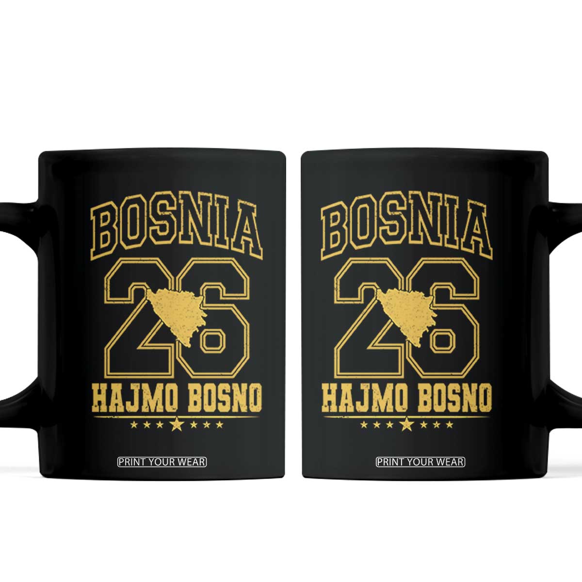 Lets Go Bosnia 2026 Hajmo Bosno Vintage Varsity Sports Style Coffee Mug Bosnia Herzegovina Map Soccer Lover Football Fan TS02 Black Print Your Wear