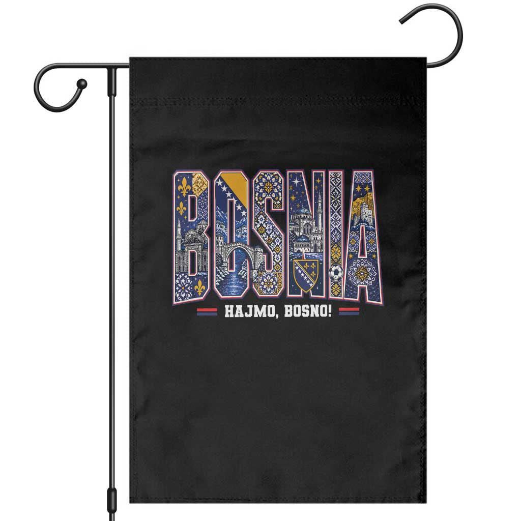 Lets Go Bosnia Heritage Hajmo Bosno Cultural Mosaic Pattern Garden Flag Bosnia Herzegovina Map Soccer Lover Football Fan TS02 Black Print Your Wear
