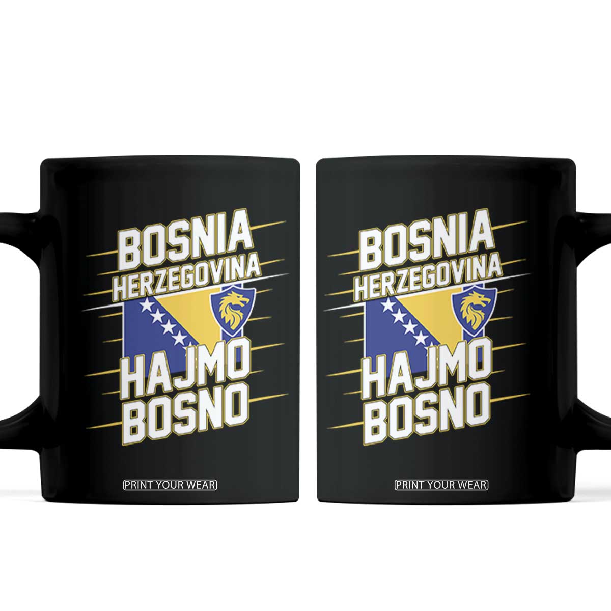 Lets Go Bosnia Herzegovina Hajmo Bosno Dragon Shield Coffee Mug Soccer Team Pride Football Fan Heritage TS02 Black Print Your Wear