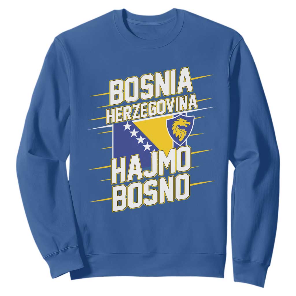 Lets Go Bosnia Herzegovina Hajmo Bosno Dragon Shield Sweatshirt Soccer Team Pride Football Fan Heritage TS02 Royal Blue Print Your Wear