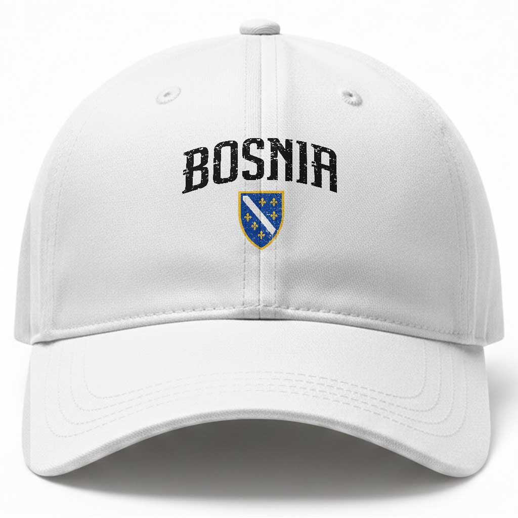 Vintage Bosnia Coat of Arms Minimalist Baseball Cap Golden Lily Heritage Shield Graphic TS02 Print Your Wear
