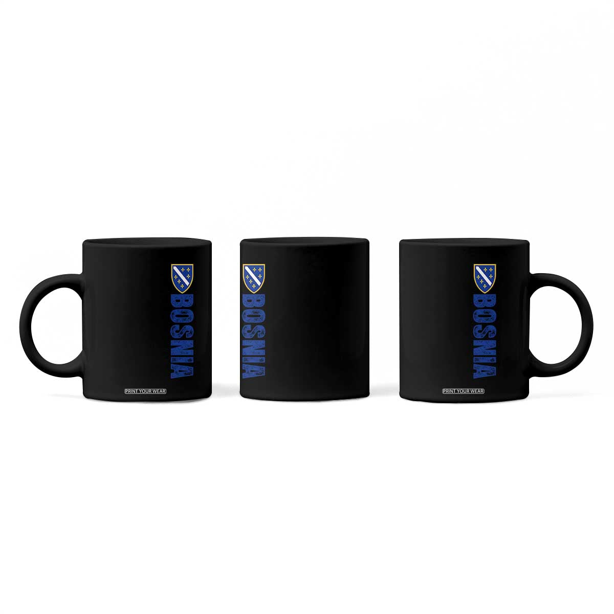 Bosnia Typography Coat of Arms Coffee Mug Golden Lily Shield Modern Graphic TS02 Print Your Wear